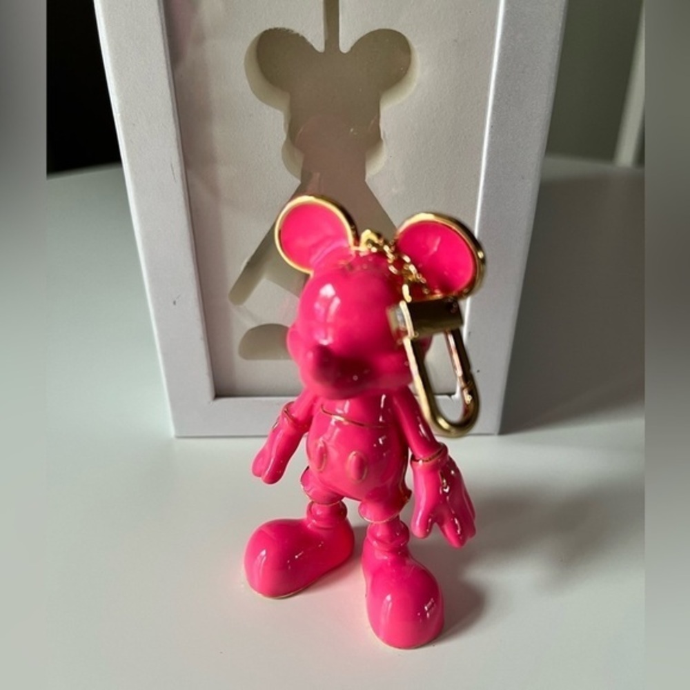 BaubleBar Disney Hot Pink Mickey Mouse Bag Charm Keychain NIB